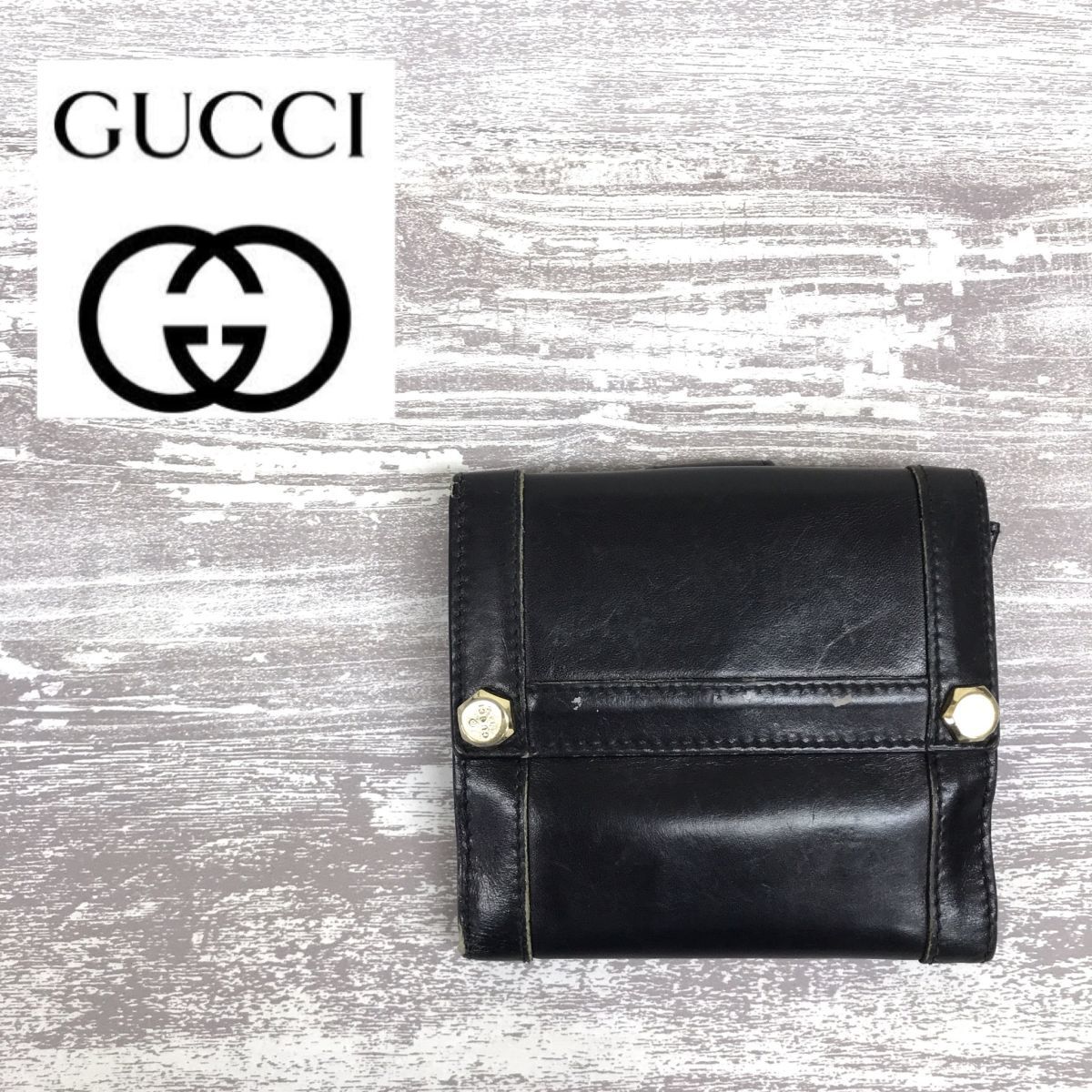 お気にいる used・美品 GUCCIメンズ財布 カーフ ブラック✖️イエロー