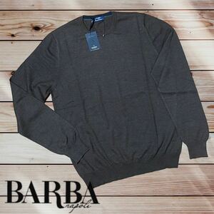 新品 BARBA / バルバ ハイゲージウールクルーネックニット size 50 ブラウン イタリア製