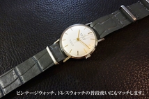 ◆Leather NATO G10Strap◆高品質国産クロコ型押しカーフ VINTAGE GRAY 22mm カスタムオーダー(バックルカラー) 受注生産 腕時計ベルト_画像6