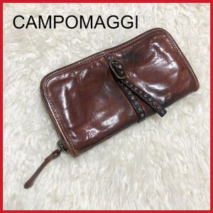 CAMPOMAGGI カンポマッジ ラウンドジップ レザー ロングウォレット スタッズベルト イタリア製