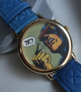 VINTAGE 90s CHARACTER TIME X-MEN rhinoceros black psCyclops wristwatch watch unused goods operation not yet verification Vintage Marvelma- bell X men limited goods 