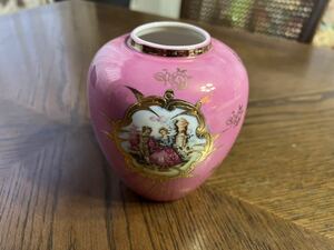 メルローズ 紅茶 キャニスター 保存瓶 陶器 桃 ピンク 金彩 イギリス スコットランド 270g