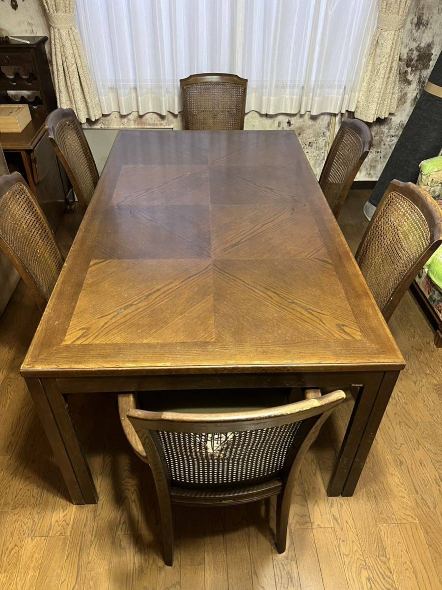 昭和家具 ダイニングテーブル 椅子 木製 大型のテーブル 6人掛け