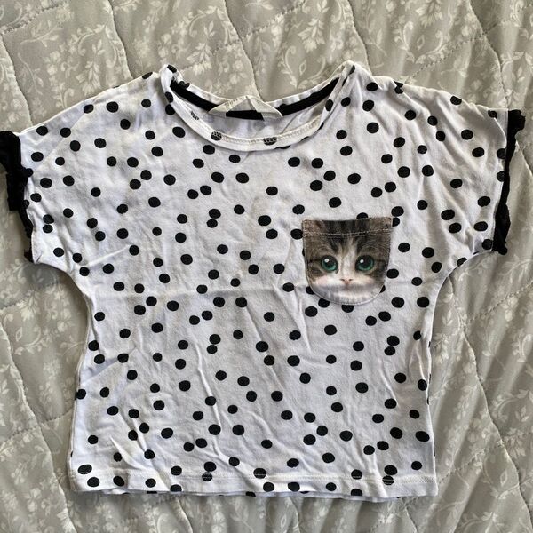 H&M 猫ちゃんドットTシャツ 110センチ 半袖Tシャツ