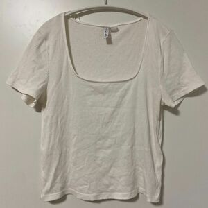 H&M エイチアンドエム tシャツ 半袖 ホワイト 白 レディース 無地 半袖Tシャツ シンプル ギャル レディース