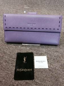  beautiful goods! rare! cheap! Yves Saint-Laurent leather W hook folding in half long wallet 