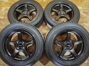 ★人気★195/50R15 7J+28 4H100 新品ハイグリップ TOYO R1R 逆ゾリ軽量 クロススピードCR5 1台分 FIT SWIFT SUCCEED PROBOX YARIS ブラック