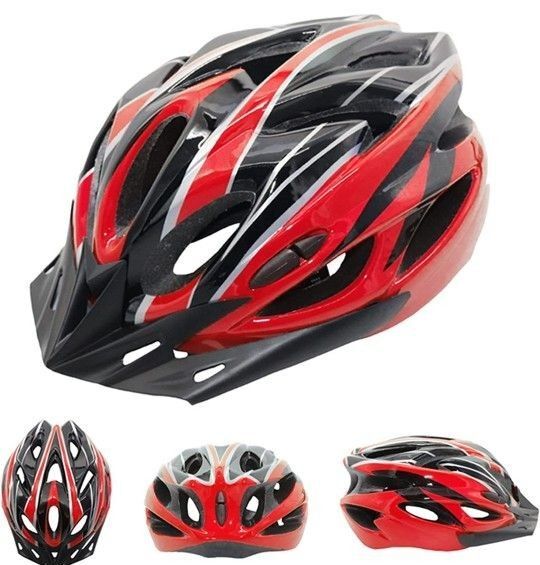 ★努力義務化★自転車用ヘルメット フリーサイズ 調整可能自転車ヘルメット 男女兼用 大人用 サイクリング 軽量 レッド