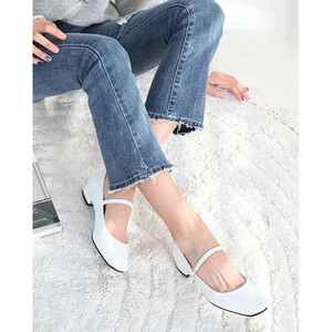  unused new goods box attaching! walking strap pumps low heel strap pumps .....[ white *24.0cm]*