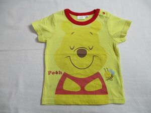 BE881【Disney・pooh プーさん】プリント　半袖　Tシャツ　訳有　男女児　黄　90