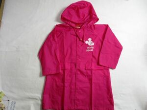 WZ793【Disney】ミッキィーマウス　プリント　レインコート　雨衣　雨カッパ　訳有　男女児　赤紫　110