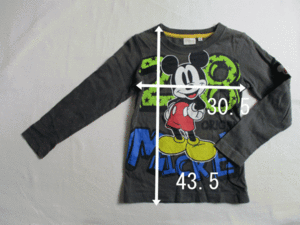 BA629【Disney】ミッキィーマウス　プリント　長袖　Tシャツ　男女児　淡青緑　6号　(120？)