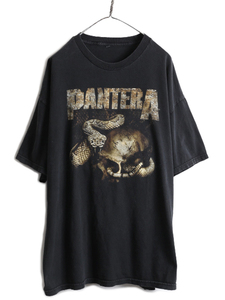 00s ★ パンテラ スカル スネーク プリント Tシャツ メンズ XXL 程/ 00年代 PANTERA バンド ロック メタル ヘビーウェイト 黒 オフィシャル