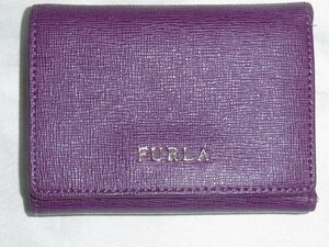 フルラ FURLA 三つ折りコンパクト財布 レザー パープル 中古品
