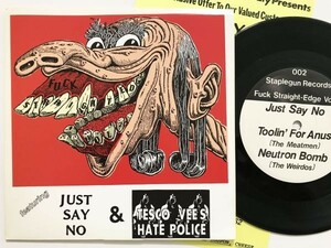 JUST SAY NO / TESCO VEE ★ Fuck Straight-Edge US盤 SPLIT 7” EP ★ MEATMEN / WEIRDOS / FIX / GANG GREEN カヴァー