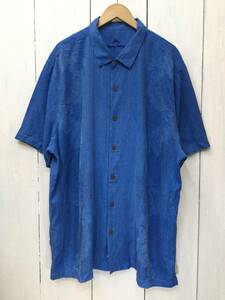 Tommy Bahama トミーバハマ 美品 シルクシャツアロハシャツ ハワイアン 単色 シルク 半袖シャツ メンズ3XLT 大きめ 良品綺麗