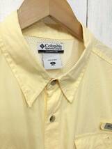 Columbia コロンビア フィッシングシャツアウトドアウェア コットン半袖シャツ メンズXL 薄い黄色系 良品_画像4