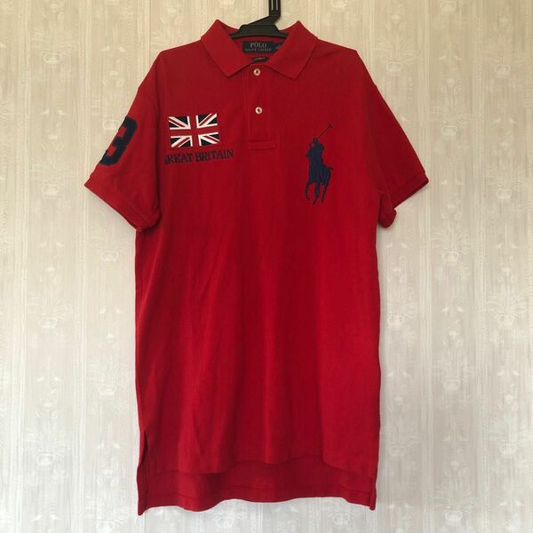 ポロラルフローレン ポロシャツ ビッグポニー　イギリス国旗　刺繍ロゴ　赤
