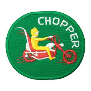アイロンワッペン CHOPPER バイカー チョッパー グリーン 簡単貼り付け アップリケ 刺繍 裁縫