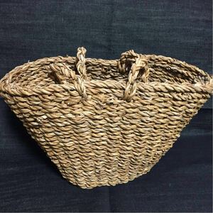 【ハンドメイド】バスケット 籠/編みかご/手編み/トートバッグ/かご/ハンドバッグ/手提げ/買い物/古民具/物入れ/インテリア/ピクニック/281