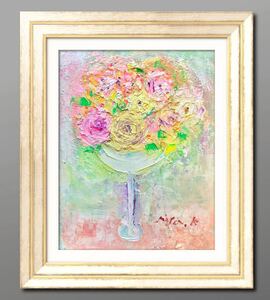 Art hand Auction 幸せいっぱい★F6【MISA】●旧玄画会会員●2023年 ｢ほほえむバラ｣●額なし 薔薇 バラ 花 油彩画 油絵 油彩 風景 風景画 真作, 絵画, 油彩, 静物画