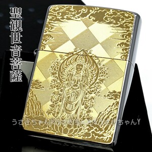 zippo☆Gold Metal plate☆聖観世音菩薩☆ジッポ ライター