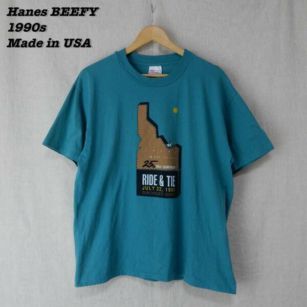RIDE & TIE T-Shirts 1990s L T164 Hanes BEEFY ヘインズ ビーフィー 1990年代 アメリカ製 Tシャツ