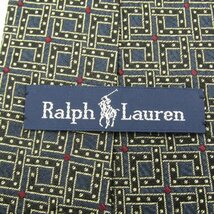 【良品】 ラルフローレン Ralph Lauren 格子柄 シルク 小紋柄 伊製生地 ドット柄 高級 ブランド メンズ ネクタイ ネイビー_画像4