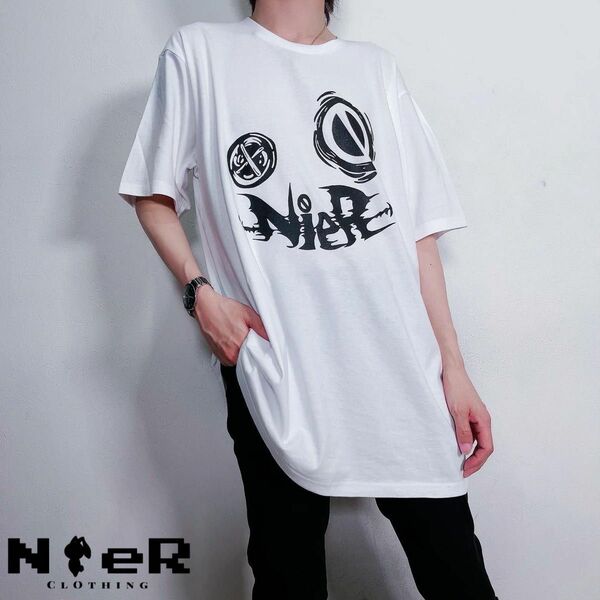 NieR clothing 3XL OVERSIZE FACE LOGO CUTSEW White