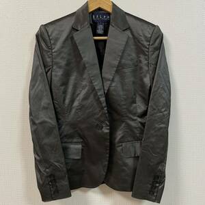 ★RALPH RALPH LAUREN ラルフ ラルフローレン★ジャケット テーラード 上着 シャムポケット 肩パッド グレー レディース2/TT4883