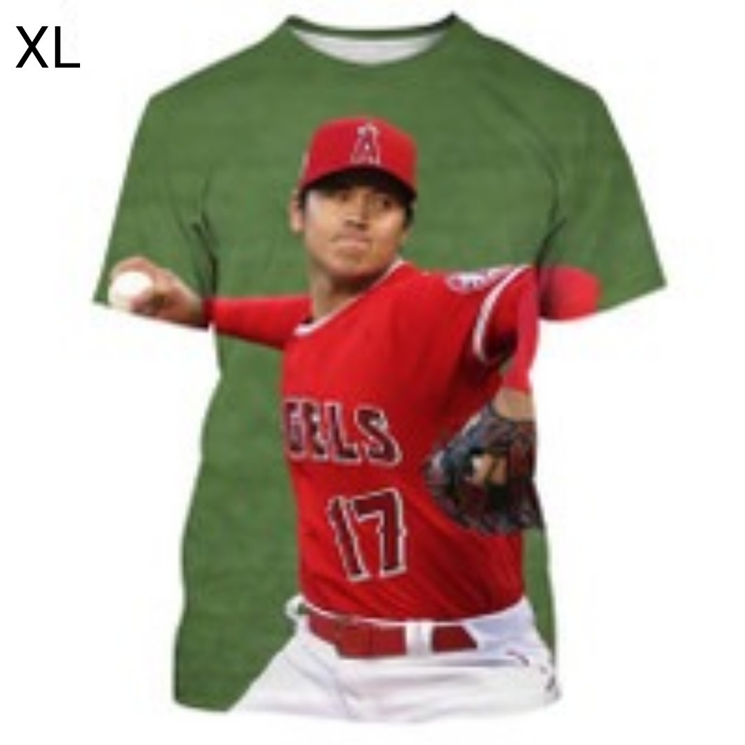 XL 2L LL MLB 大谷翔平 顔だらけ Tシャツ 半袖野球 メジャーリーグ 