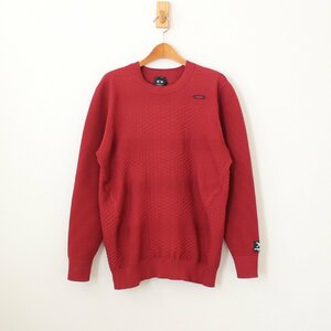 OAKLEY オークリー 19AW ゴルフ トップス SKULL SINUOUS SWEATER CREW エンジ JPN L （w-0942）