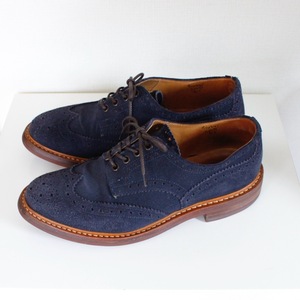 Tricker's Tricker's leather shoes bourton Barton suede navy England made UK 8 fit 5 (w-2077)