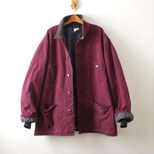 Dickies ディッキーズ 90s ダック地 カバーオール メキシコ製　裏ブランケット 製品染めのバーガンディー XXL （w-1641）