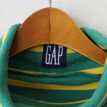 GAP ギャップ デカタグ 長袖タートルネックカットソー モーリシャス製 イエロー×グリーンのボーダー柄 M （w-0556）_画像3