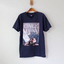 ONLY NY オンリーニューヨーク Tシャツ セイリングフォトプリント USA製 ネイビー M （w-0900）_画像1