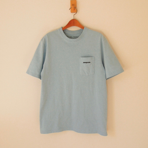 パタゴニア ポケットTシャツ Responsibili-Tee ロゴプリント 水色 S （w-0854）