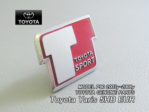 ヴィッツP90前期RS/TOYOTA/トヨタYARISハッチバック純正EUエンブレム-フロントTSマーク赤色/EUR欧州仕様VitzビッツTOYOTA.SPORTヤリス5HB