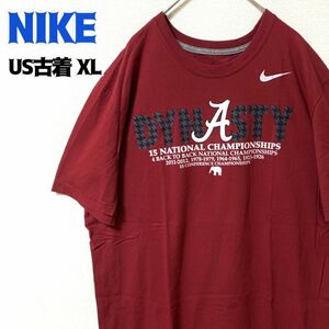 US古着 NIKE ナイキ 半袖Tシャツ フットボール ゆるだぼ レッド XL