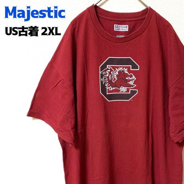 US古着 Majestic 半袖Tシャツ カレッジ サウスカロライナ ゆるだぼ ヴィンテージ