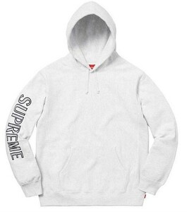 新品 国内正規 18ss supreme Sleeve Embroidery Hooded Sweat shirt シュプリーム パーカー ash grey アッシュグレー M a8778