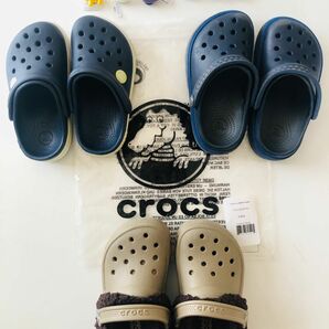 ☆ クロックス crocs クロックスサンダル　c8/c9 15.5〜16.5㎝　新品1美品1中古1 3足+シビッツ6個セット☆