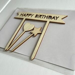 誕生日 ケーキトッパー ウッドバナー シンプル お祝い 撮影 装飾 木製 記念