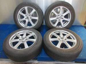 ★8-8.5分山★18年製★ KENDA KR32 215/60R17　社外ホイール 17×7J +48 5H-114.3 4本セット アルファード・オデッセイ等　D982