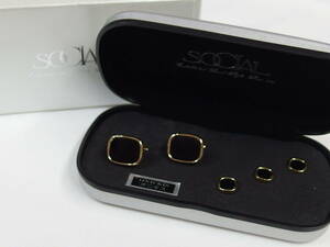 SOCIAL Social onyx cuffs studs button set /MA251