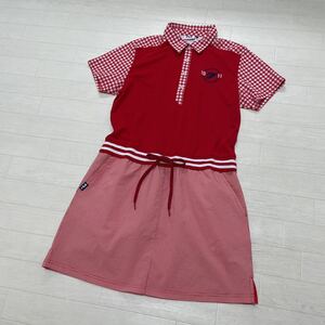 FILA GOLF ワンピース 半袖ワンピース ギンガムチェック柄 赤色 レッド サイズLL 美品