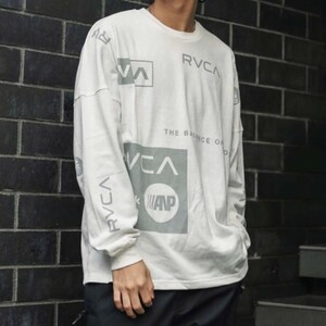 RVCA ルーカ オールオーバー ロングスリーブ Tシャツ ALL OVER RVCA L/S TEE ビッグシルエット オーバー サイズ 長袖 ロングT ホワイト 白