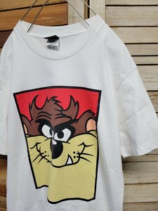 WARNER BROS.STUDIO STOREワーナーブラザース タズマニアンデビル Tシャツ 半袖 ヴィンテージ 古着 USA製 ホワイト ルーニーテューンズ M