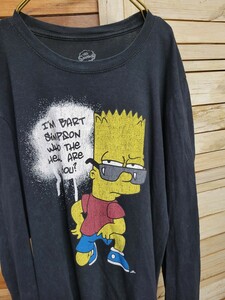 THE SIMPSONS シンプソンズ キャラクター ロングTシャツ ロンT長袖 ブラック 黒 古着 size M