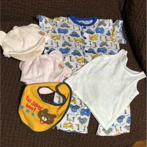 me365 short sleeves pyjamas 80. running & baby's bib & hat 